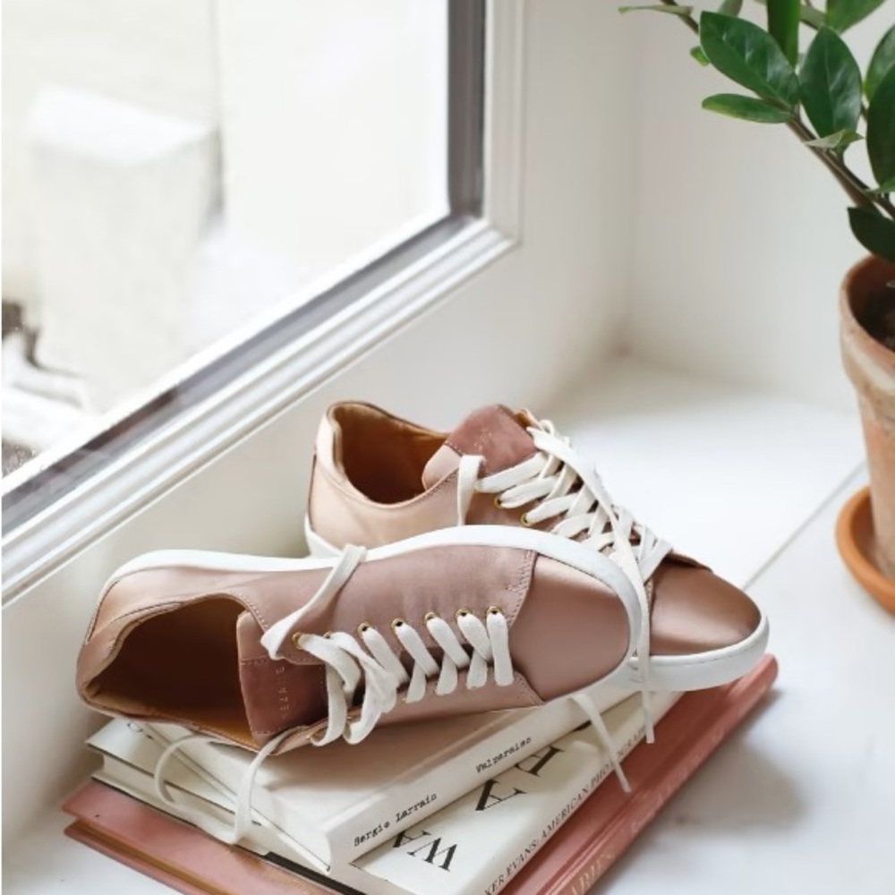 Sezane Blush Pink Satin Jack Sneakers